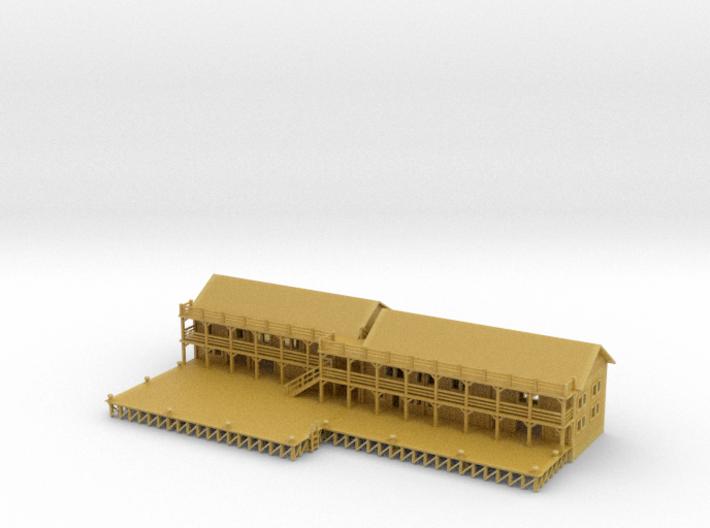 Ship Dock With Buildings 3d printed