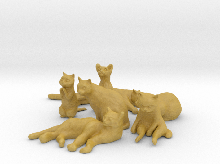 1/24 Seven Cats in Different Poses 3d printed 