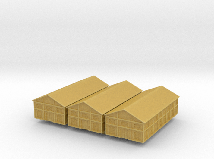 1/1200th scale 3 x Old warehouses (set 2) 3d printed