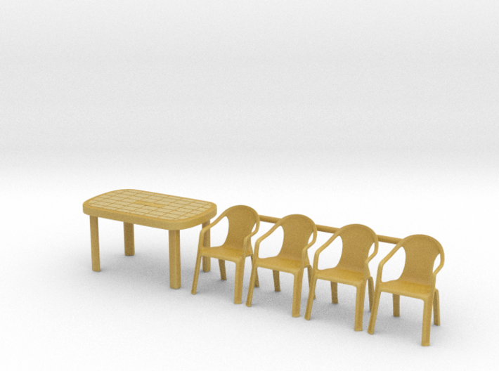 Table and Plastic Chairs 01. 1:35 Scale 3d printed