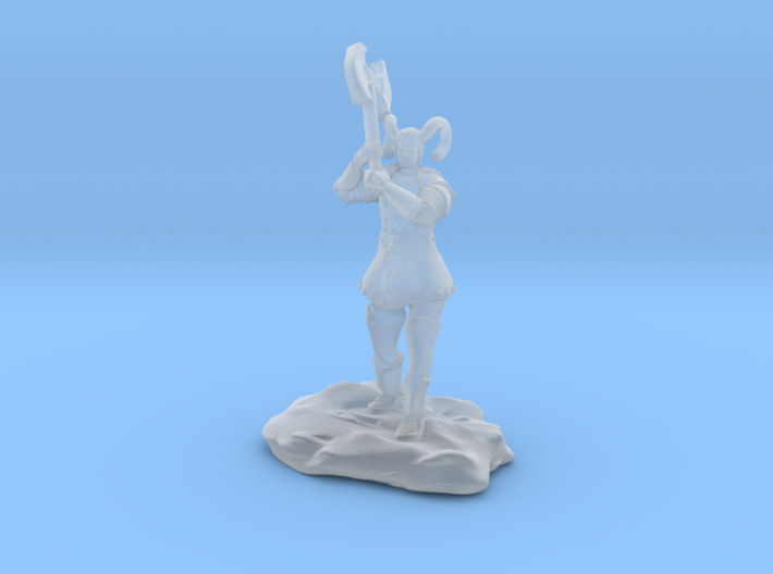 Tiefling Paladin Mini in Plate with Great Axe 3d printed