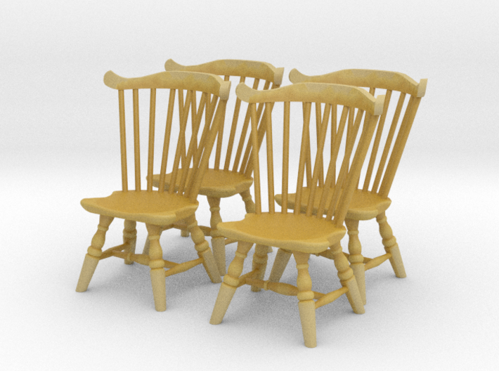 1:43 Fan Back Chairs (Set of 4) 3d printed 