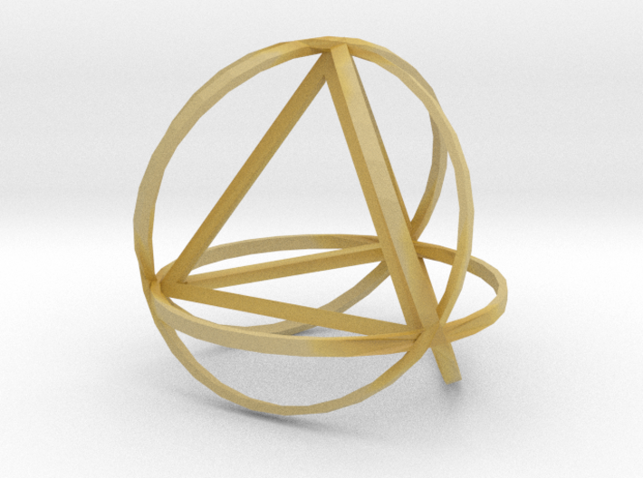 Tetrahedron inside rings 3d printed 