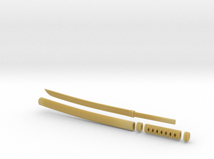 Wakizashi - 1:6 scale - Curved Blade - No Tsuba 3d printed 