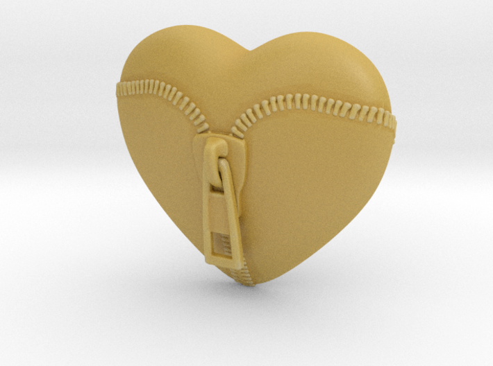 Leather Zipped Heart Pendant 3d printed