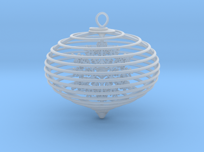 Spiral christmas ball with snowflake 3d printed