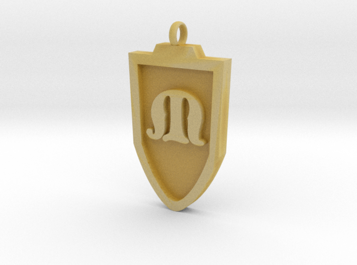 Medieval M Shield Pendant 3d printed