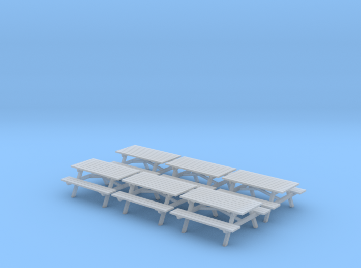 Picnic Table H0 scale (1/87) 6 pieces 3d printed