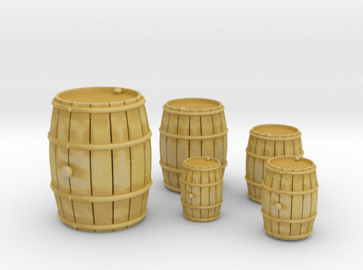 Wooden Barrels Set 3d printed 
