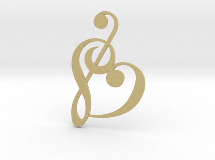 Heart Clef Pendant - Ultra detail 3d printed 