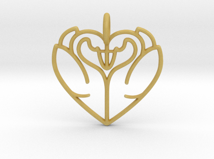 Swan Heart Pendant 3d printed