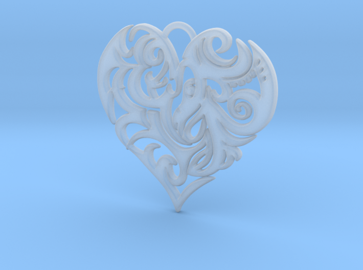 Beautiful Romantic Floral Heart Pendant Charm 3d printed