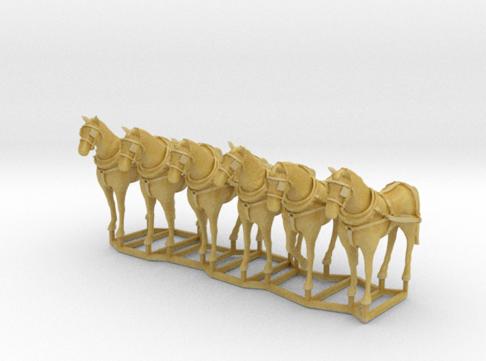 6 pack HO scale horses with harnesses 3d printed 