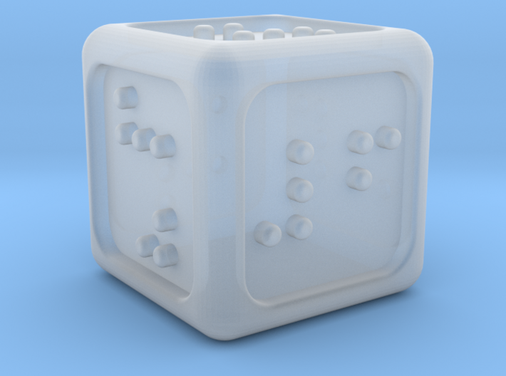 Braille Six-sided Die d6 (Rounded corners) 3d printed