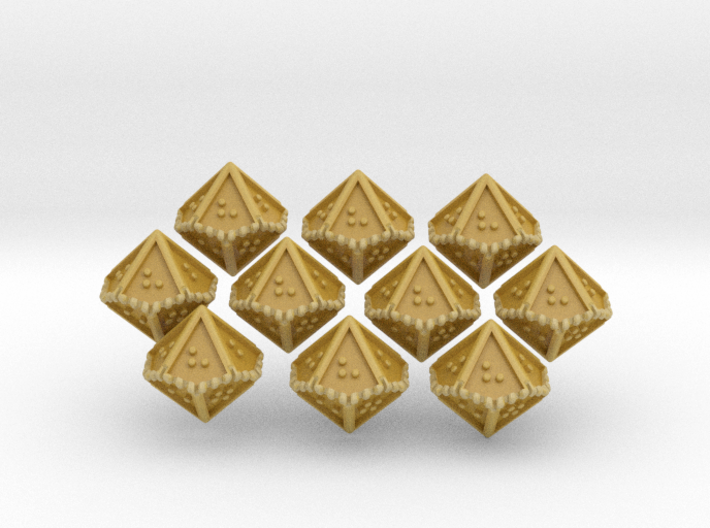 Set of 10 Braille Ten-sided Dice 3d printed