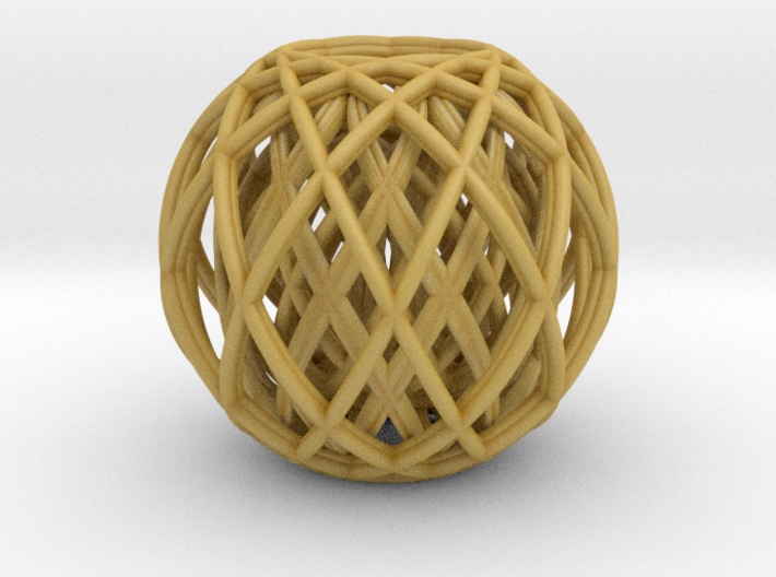 Rotating toruses between two wire frame spheres 3d printed