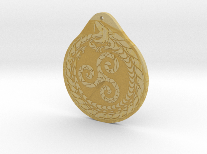 Serpent Triskelion pendant  Fire and water 3d printed 