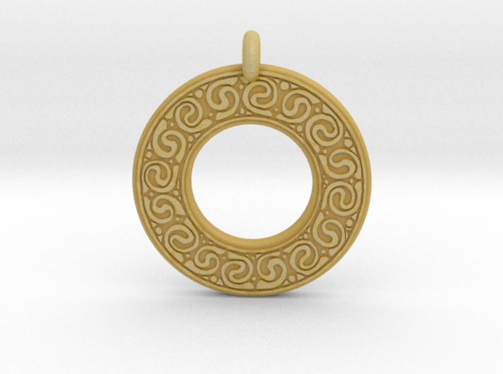 Celtic Spirals Annulus Donut Pendant 3d printed