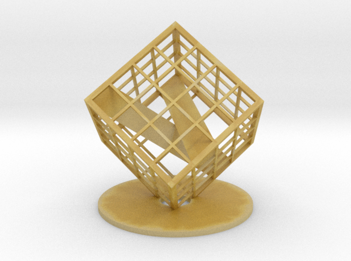 Customizable Name Plate trapped in a Lattice Cube 3d printed