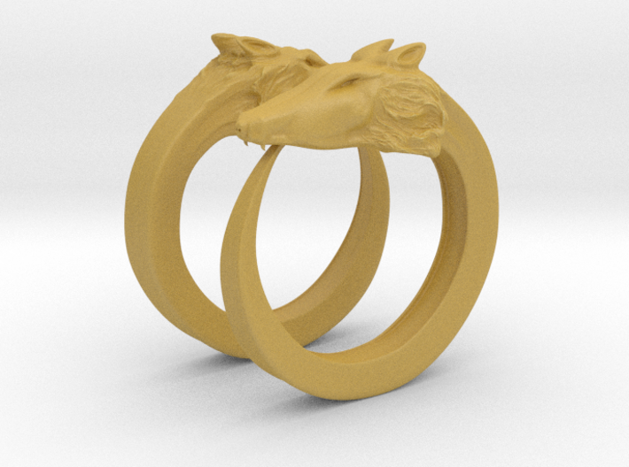 Double wolves ring (1,75cm) 3d printed