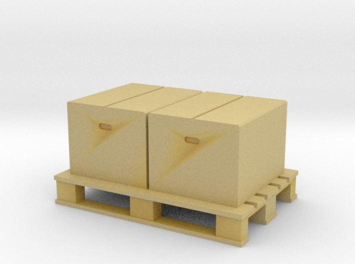 Pallet and 2 corrugated cartons 3d printed