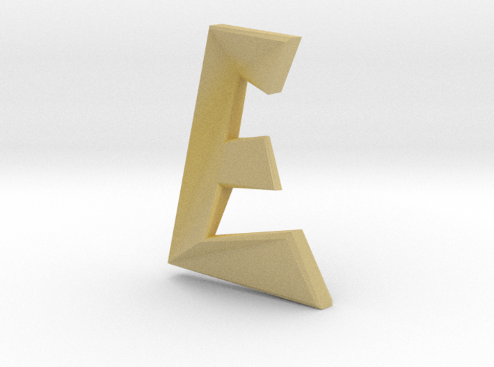 Distorted letter E no rings 3d printed