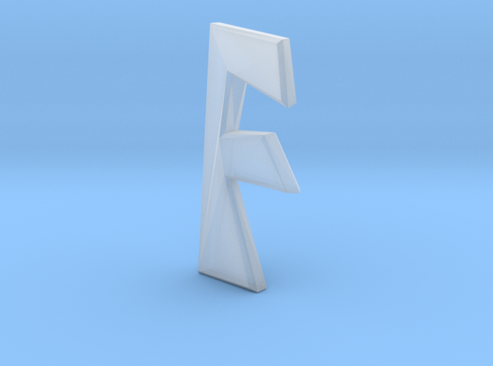 Distorted letter F no rings 3d printed