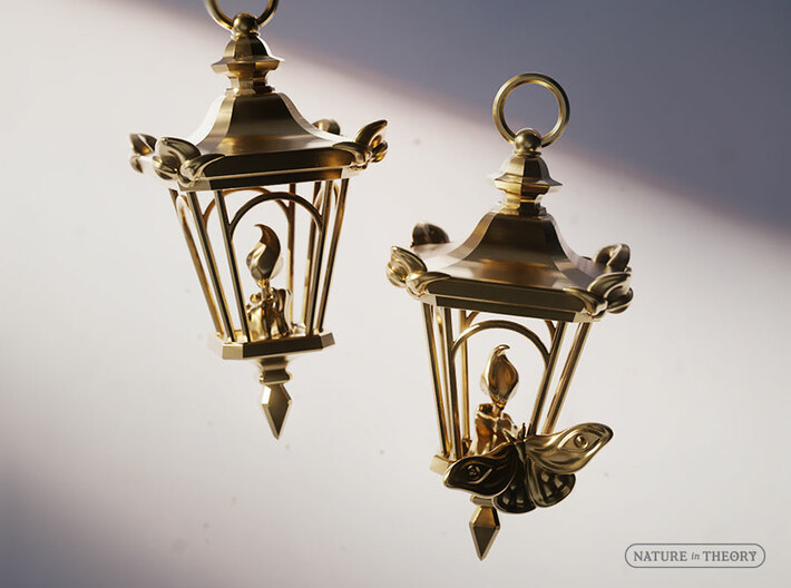 A Candle in the Dark ✦ Lantern Earrings with Moth 3d printed 