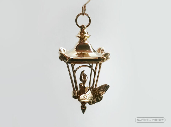 A Candle in the Dark ✦ Lantern Pendant with Moth 3d printed Photograph: actual product (hooks not included)