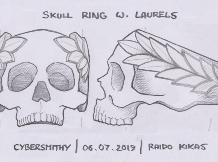 Skull Ring with Laurels 3d printed concept art