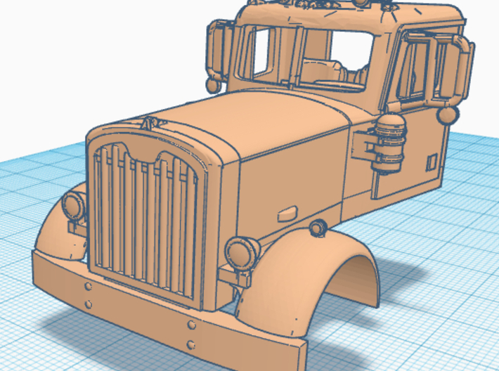 1/64th Early Autocar truck w round fenders 3d printed 
