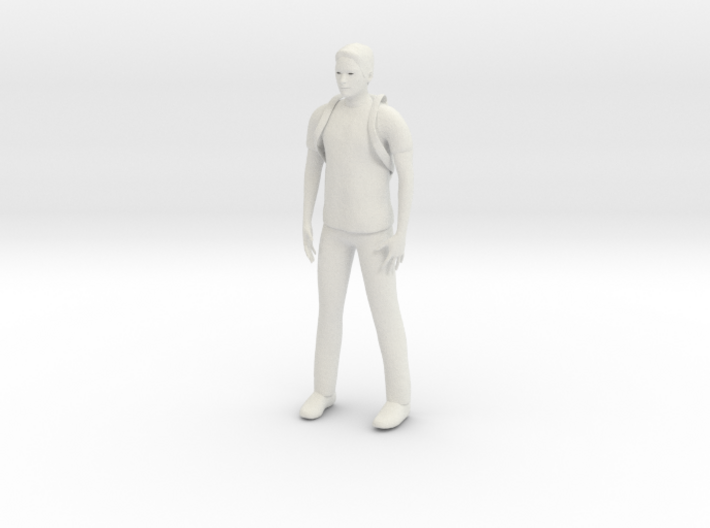 Young man with backpack (N scale figure) 3d printed