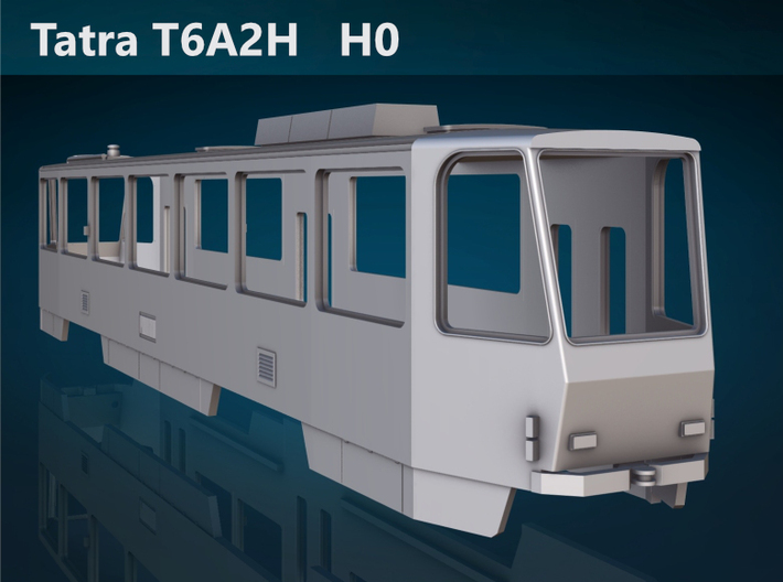 Tatra T6A2H H0 scale [body] 3d printed Tatra T6A2H H0 rear rendering