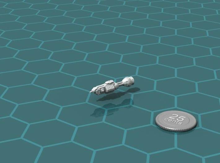 Ancients Destroyer 3d printed Render of the model, with a virtual quarter for scale.