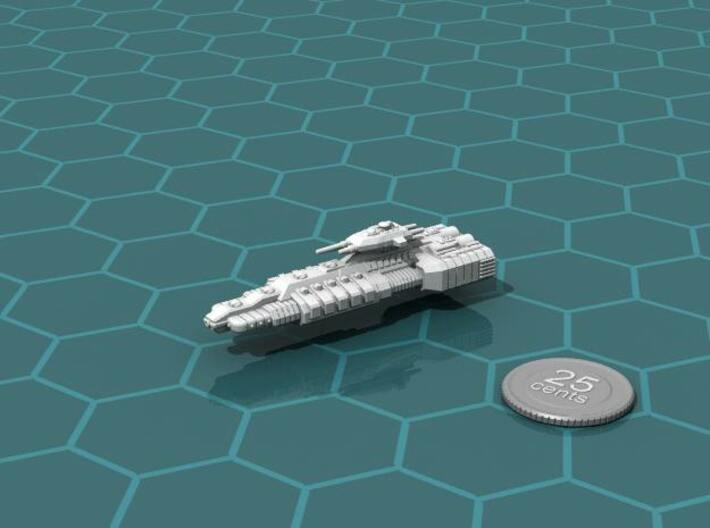 Ancients Battleship 3d printed Render of the model, with a virtual quarter for scale.