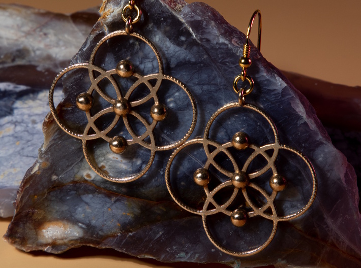 Seed of Life squared Earrings 3d printed