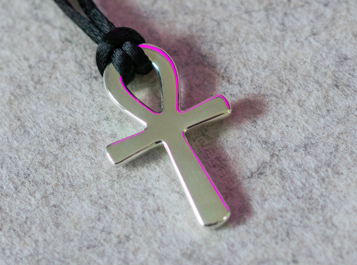 Silver Ankh 3d printed Silver ankh used as a pendant (silk strap not included)