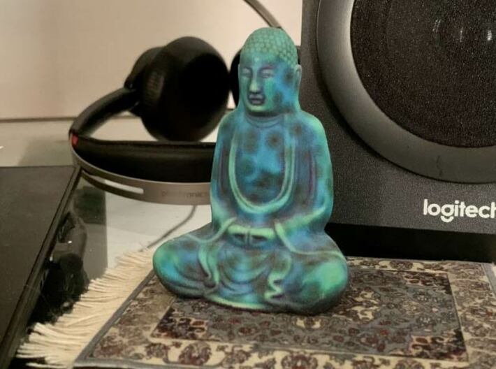 Textured Buddha: electric blue web. 3d printed