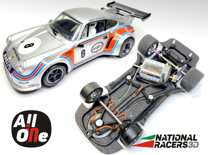 Chassis for Carrera Porsche 911 RSR turbo (AiO-Aw) 3d printed Chassis compatible with Carrera model (slot car and other parts not included)