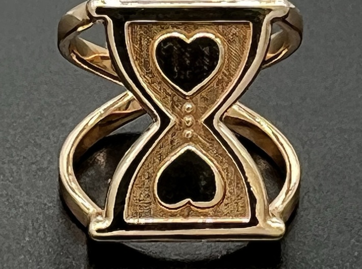 Hour Glass Hearts 3d printed Polished Bronze
