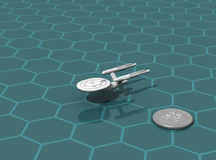 Fed Heavy Cruiser 3d printed Render of the model, with a virtual quarter for scale.