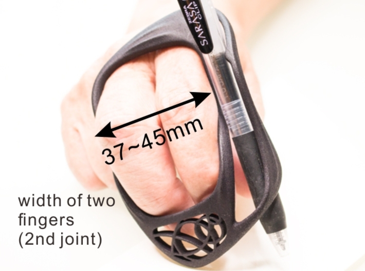 Pen-Holder (for the left hand) 3d printed medium size holder can accommodate two fingers of 37~45mm width