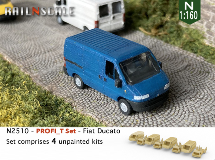 PROFI_T Set: 4x Fiat Ducato (N 1:160) 3d printed