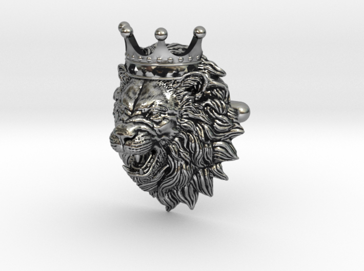 Crown Lion Cufflinks No.2_Mouth Open 3d printed