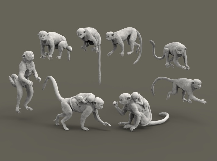Squirrel Monkey set 1:43 eight different pieces 3d printed
