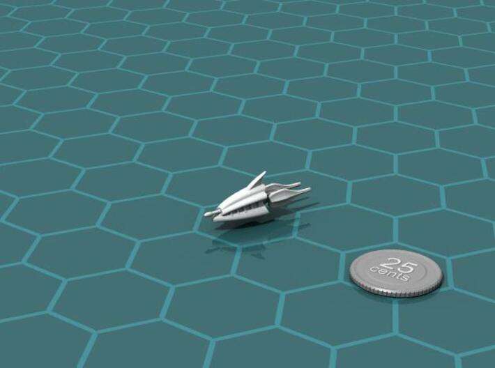 Mimbani Corvette 3d printed Render of the model, with a virtual quarter for scale.