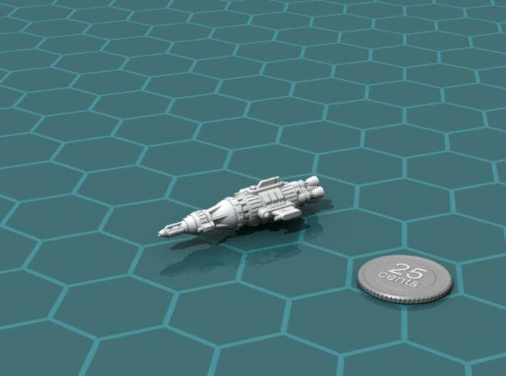 Administration Battleship 3d printed Render of the model, with a virtual quarter for scale.