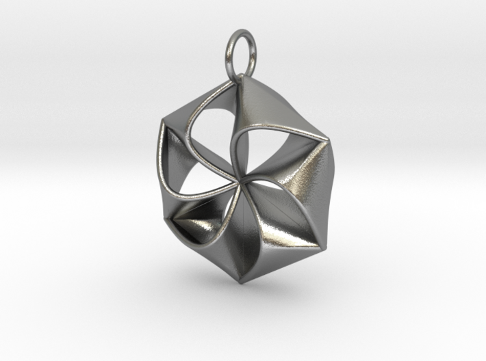 Pinwheel Pendant in Cast Metals 3d printed