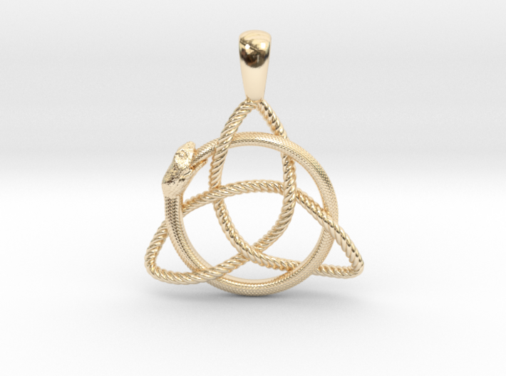 Trinity Knot with Ouroboros Pendant 3d printed