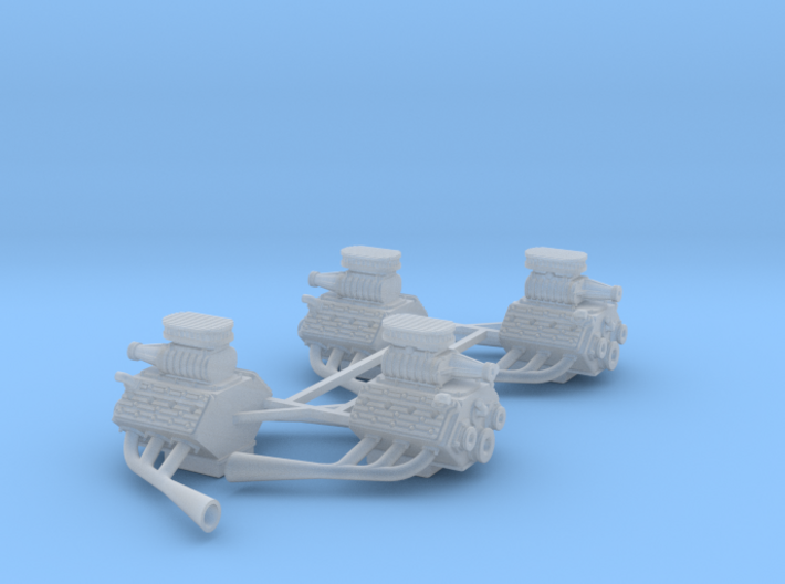 Set of 4 - Flathead V8 Supercharged w. Side pipes 3d printed